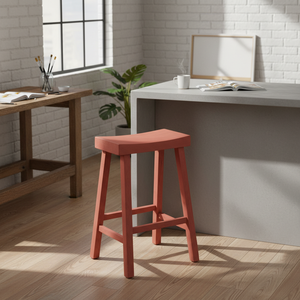 เก้าอี้บาร์ทรงสูง ไม้ยางพาราแท้ ทรงกลม ทันสมัย เรียบง่าย เฟอร์นิเจอร์บ้าน ทนทาน น้ำหนักเบา - Product Image 3