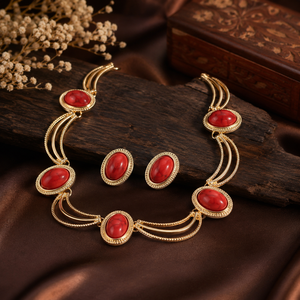 European American Retro Light Luxury Style Women's <b>Necklace</b> Earrings Set Zinc Alloy Inlaid Zircon Anniversary Collar Bone <b>Chain</b> - Product Image 1