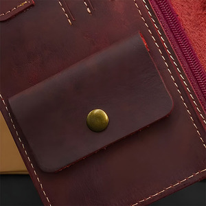 Portefeuille long en cuir de vachette véritable pour homme, porte-passeport de luxe, pochette de voyage multifonction, vente en gros - Product Image 5