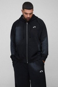 Private <b>Label</b> Men's Full Zip Hoodies Tracksuit Heavyweight Cotton Fleece Wide Leg Sweatpants Washed Finish Streetwear Supplier - Product Image 3
