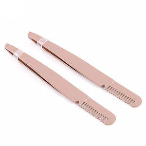 Pinzas de acero inoxidable para cejas, removedor de pestañas, peine para extensión de pestañas, herramientas de maquillaje para cejas, color marrón, para belleza - Product Image 2
