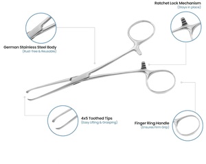 Pinces Allis en acier inoxydable de haute qualité, pince à tissus à forte adhérence pour utilisation en bloc opératoire - Product Image 3