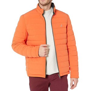 Chaqueta Acolchada Negra para Hombre, Cuello Alto, Cierre de Cremallera, Resistente al Viento, Informal, de Poliéster - Product Image 3
