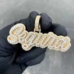 Double Layer Moissanite Diamond <b>Pendant</b> Iced Out 925 <b>Silver</b> <b>Pendant</b> Hip Hop <b>Pendant</b> <b>Initial</b> Latter <b>Pendant</b> Fashion Jewelry - Product Image 1