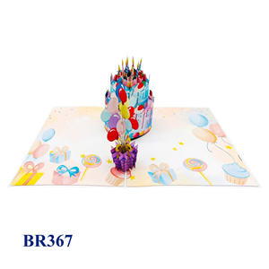 Carte pop-up 3D Joyeux Anniversaire Gâteau et Ballons, Découpe Laser, Faite à la Main, Logo Personnalisé, Papier, Cadeaux Artisanaux du Vietnam, Vente en Gros, Meilleure Vente - Product Image 3