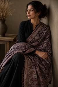 Luxury Embroidered Shawl Floral Artistic Print Soft Warm Breathable Lightweight Reversible Winter Wrap Women Long Fringe Elegant - Product Image 6