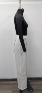 Pantalones de Lino de Cintura Alta y Pierna Ancha con Raya Lateral, Cintura Elástica, Estilo Minimalista de Verano, Pantalones Largos para Mujer - Product Image 3