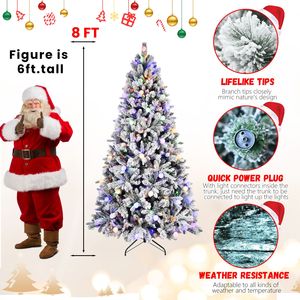 Albero di Natale Artificiale Pre-Illuminato da 2,4 Metri con 470 Luci LED Multicolore, Design Naturale a Strati con Effetto Neve - Product Image 3