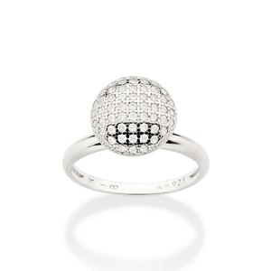 Women's 925 Sterling Silver Plated Cocktail <b>Ring</b> With Micro Pave Diamond Ball Top Glam Engagement <b>Ring</b> - Product Image 2