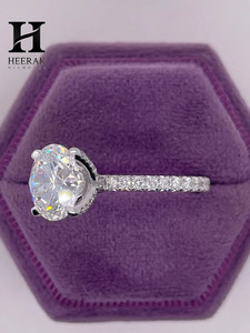 3 Carat Round Brilliant Lab Diamond Engagement Ring 14K White Gold Scalloped Pave Band Solitaire Wedding Ring - Product Image 5