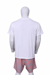 Wholesale Custom <b>Men's</b> Polyester Cotton <b>T</b> <b>Shirt</b> and <b>Striped</b> Shorts Set 200-220 GSM Casual Lounge Wear OEM Private Label - Product Image 4