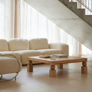 Modern Minimalist <b>Oak</b> Wooden Coffee Table Handmade Living Room Furniture Natural Finish Square Design Non-Foldable 3-Year - Product Image 4