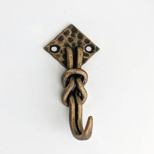 Gold patina wrought iron hook antique style <b>wall</b> & Door coat hook - Product Image 1