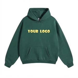 Sweat-shirt à capuche oversize unisexe 100% coton molletonné avec poche avant, décontracté, automne, logo imprimé en strass, coupe classique - Product Image 1