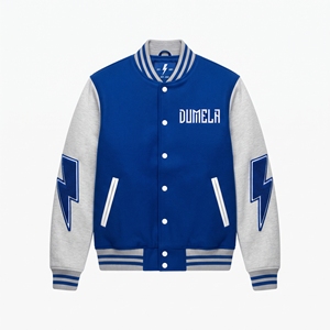 Veste universitaire Dumela pour homme, bleu gris, logo brodé sur le devant, coupe classique, vêtements d'extérieur décontractés pour l'hiver, coupe-vent - Product Image 1