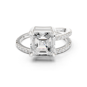 Anillo de Compromiso para Mujer con Certificado GRA, Diseñado en Oro Blanco Sólido de 14k, Corte Asscher, Diamante Cultivado en Laboratorio, Joyería al por Mayor - Product Image 1