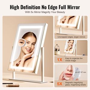 Smart Touch Controllable Five Times Magnification LED Vanity <b>Mirror</b> Three Color <b>Lighting</b> Modes <b>Lighted</b> <b>Makeup</b> 5X <b>Mirror</b> - Product Image 3