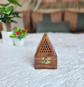 Hand Carved Wood <b>Incense</b> Burner Moroccan Charcoal and <b>Cone</b> Burner - Product Image 1