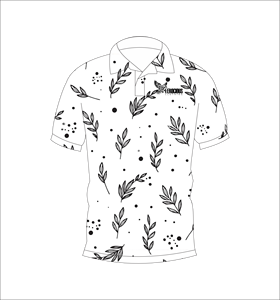 เสื้อโปโลพิมพ์ลายดอกไม้สีดำและสีขาวสำหรับผู้ชาย แขนสั้น สวมใส่สบาย เหมาะสำหรับฤดูร้อน เล่นกอล์ฟ น้ำหนักเบา มีปก แฟชั่น - Product Image 3