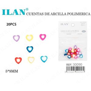 Perline a Cuore in Argilla Polimerica Ilan 5x9mm 20pz Multicolore per Creazione di Gioielli - Product Image 3
