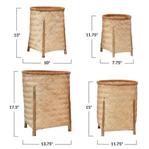 Set of 4 Rustic Breeze Solid Wood Decorative Organizers <b>Woven</b> <b>Baskets</b> - Product Image 5