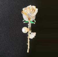 Broche personnalisée en forme de rose plaquée or, en argent 925 avec diamant Moissanite, bijou pour femme, idéale pour les soirées et comme cadeau