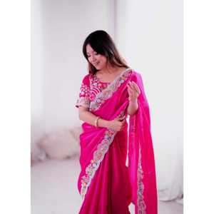 Saree elegante con hilos de bordado pesados Lentejuelas y abalorios Trabajo Otros accesorios étnicos - Product Image 5