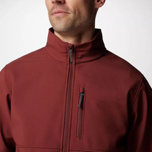 Chaqueta de Forro Polar Roja para Hombre, Cuello Alto, Cierre de Cremallera, Resistente al Viento, Informal, para Otoño, Corte Regular, Color Sólido, Material de Poliéster - Product Image 4