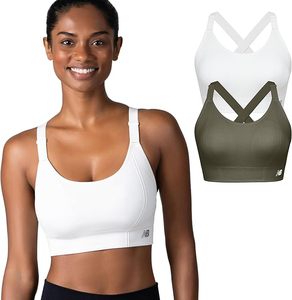 Soutien-gorge de sport respirant à maintien élevé et dos croisé pour femme, grandes tailles, pour la course, la gym et le yoga, blanc olive - Product Image 1