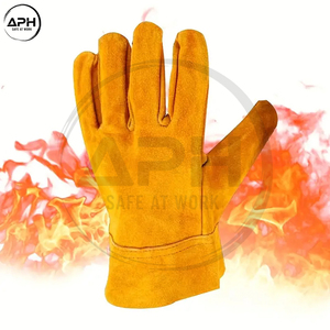 Yellow Split Suede Leather Rigging Gloves Industrial Construction <b>Builder</b> Hand Gloves Open Cuff Heavy Duty Rigger Gloves - Product Image 2