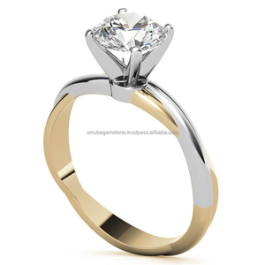 Anillo de compromiso de plata 925 con corte redondo de 6,50mm Lab Grown VS1 Clarity F Color Diamond Gold Plated para la fabricación de joyas de boda - Product Image 4