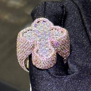 Luxury Rose Gold Plated Cocktail <b>Ring</b> Number Shape <b>Crystal</b> Rhinestone Pave Setting Unisex Party Jewelry - Product Image 3