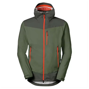 Custom Logo Men's Hooded Windproof <b>Jacket</b> Olive Green With <b>Red</b> Zipper Sporty Style Polyester Material Autumn Wear - Product Image 5