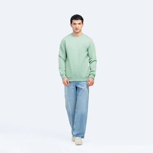 Suéter de Punto para Hombre, Corte Regular, Color Verde Claro, Cuello Redondo, Estilo Casual para Primavera, Transpirable, de Algodón - Product Image 3