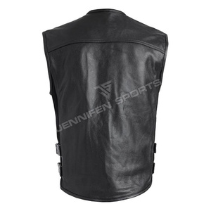 Chaleco de Motociclista Casual de Cuero Vacuno Genuino Personalizado para Hombre, Chaleco Corto Transpirable de Invierno con Múltiples Bolsillos de Poliéster - Product Image 4