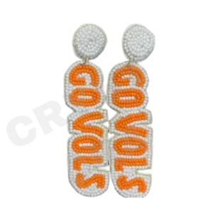 Pendientes de cuentas Go Vols para mujer Color patriótico naranja blanco azul para boda o día conmemorativo - Product Image 1