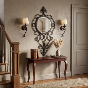 Espejo Decorativo Ovalado Hecho a Mano con Marco de Hierro Forjado Europeo Moderno de Lujo Premium para Pasillo, Venta al Por Mayor - Product Image 3