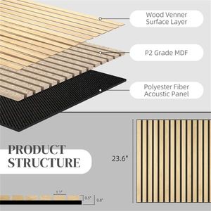 4 Pannelli Acustici in Legno 60x60 cm per Pareti di Casa e Ufficio - Product Image 5