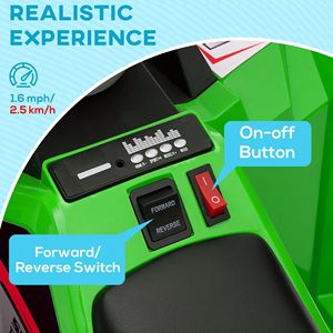 Auto Elettrica Giocattolo Verde 6V per Bambini da 18-36 Mesi, Movimento Avanti e Indietro, Ruote Resistenti all'Usura - Product Image 4