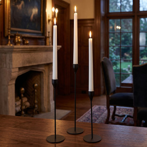 Metal Solid <b>Candle</b> Stick Holder <b>Set</b> Of 3 With Black Powder Coated Finish Round Shape Handmade For Home Decoration Or Events - Product Image 3