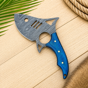 Couteau Skinner en Acier Damas Fait Main Personnalisé avec Anneau de Doigt, Lame Fixe Full Tang, pour Camping et Survie, Vente en Gros OEM ODM - Product Image 5