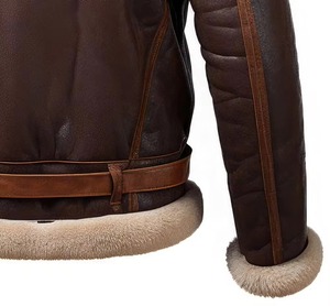 Veste en peau de mouton classique B3 Bomber en gros |   Veste d'aviateur en véritable fourrure de mouton |   Usine de vestes en cuir chaudes pour l'hiver - Product Image 2