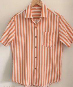 Custom Hand Drawn Batik Printed 100% Cotton Fabric Formal Men's <b>Shirt</b> <b>Button</b> Half Sleeve Striped Eco-Friendly Breathable Casual - Product Image 3