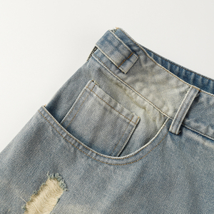 Shorts de mezclilla personalizados al por mayor, de cintura media, estilo casual urbano para verano, proveedores OEM de Pakistán, shorts de mezclilla desgastados para hombre - Product Image 5