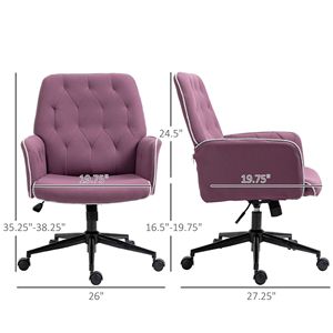 Sedia Girevole Viola Trapuntata per Ufficio Domestico, Certificata BIFMA, Sedia da Scrivania Regolabile in Altezza con Braccioli Imbottiti e Telaio in Ferro - Product Image 3