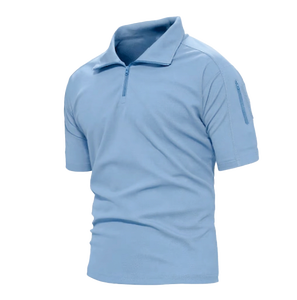 Camiseta Polo con Cierre para Hombre, Antiarrugas, Tejido Sólido, Secado Rápido, Transpirable, Manga Corta, para Senderismo - Product Image 1