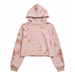 Sweat-shirt court à capuche tie-dye pour femme, décontracté, en coton et fibre de bambou, tricoté, manches longues, pour l'automne - Product Image 1