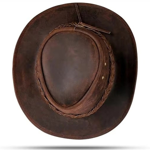 Custom Made Leather Cowboy <b>Hats</b> Wholesale Cowhide Premium Quality Breathable Unisex <b>Western</b> Casual Travel <b>Hats</b> - Product Image 3