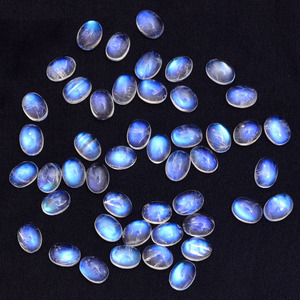 Piedra lunar blanca AAA+ de 3x4mm-3x5mm, cabujones ovalados, piedra lunar natural con destellos azules brillantes, cabujón de piedra semipreciosa para joyería - Product Image 2