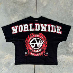 เสื้อยืดสตรีทแวร์ผู้ชายทรงหลวม พิมพ์ลาย ผ้าฝ้าย 100% รับสกรีนโลโก้ แห้งเร็ว ระบายอากาศได้ดี 220 GSM คุณภาพพรีเมียม มีทุกขนาด - Product Image 4